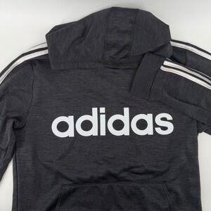 Adidas Heather Black Hoodie Pullover Long Sleeve Logo Athletic Boys SZ XL 18-20